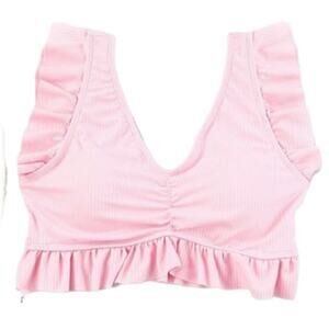 Pink bikini top ruffles medium padded cups